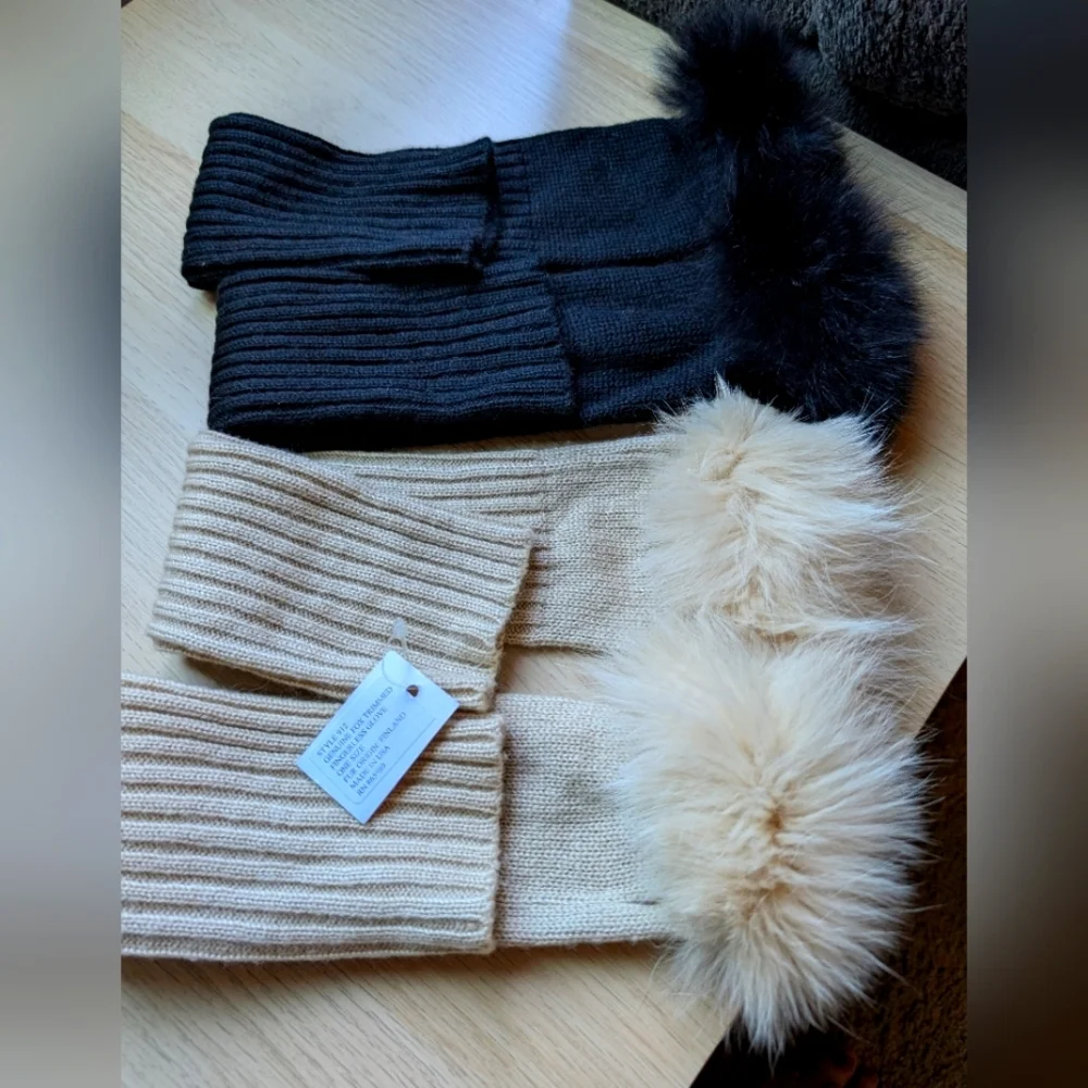 Genuine Fox Fur Fingerless Gloves NWT